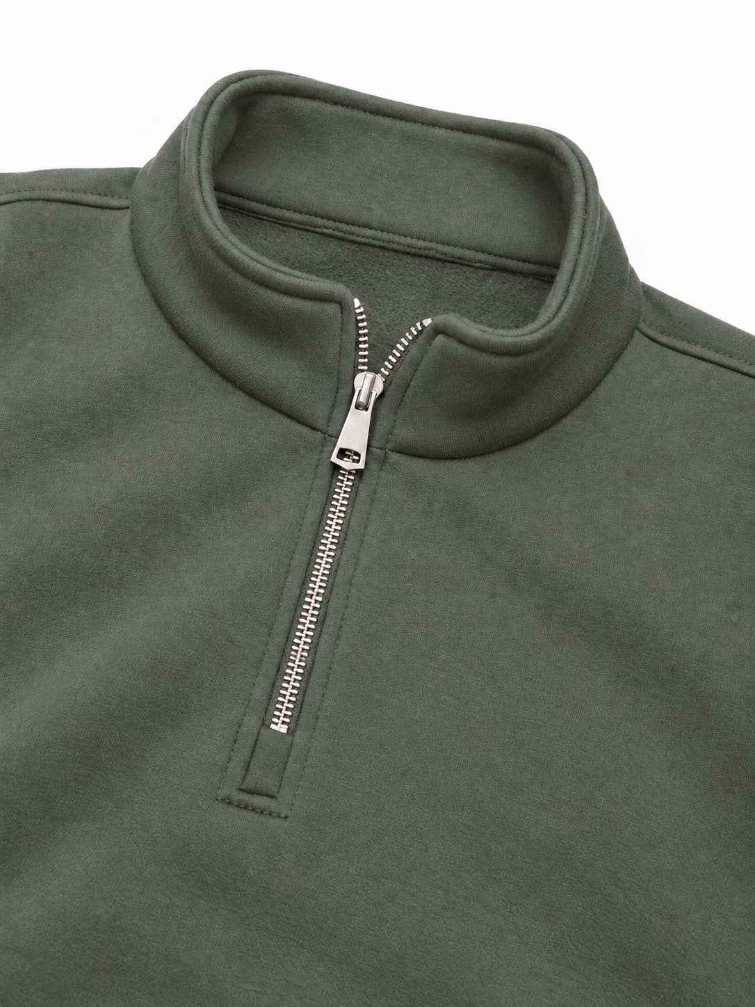 Boxy Regular Fit Quarter-Zip in Dark Green