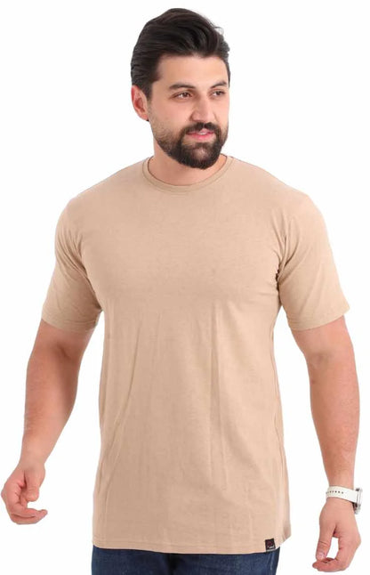 Classic Beige Cotton T-Shirt for Men