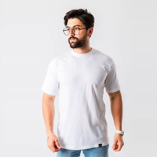 تي شيرت قطني أبيض كلاسيكي