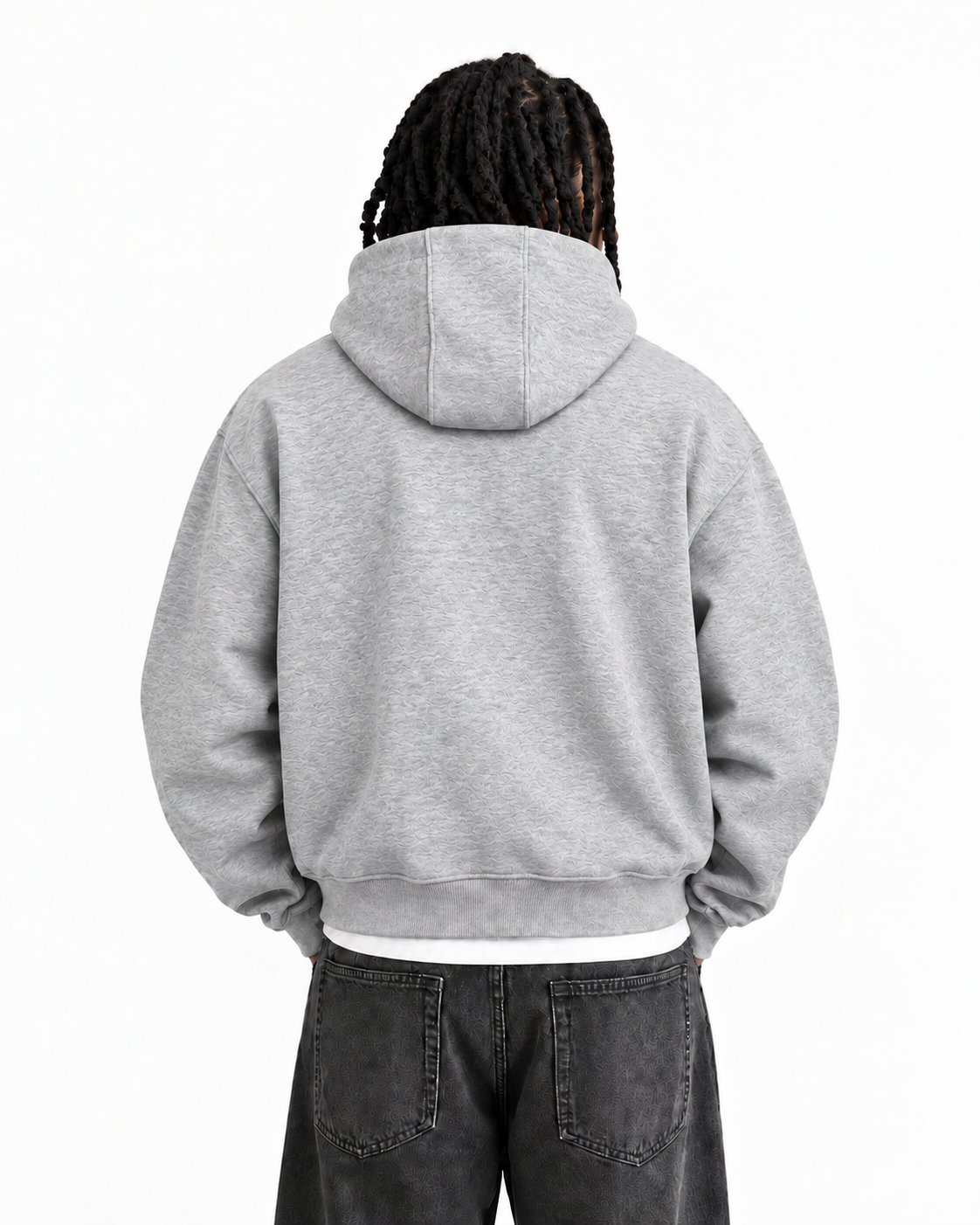 Boxy Oversized Zip-Up Hoodie in Light Gray