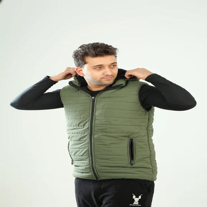Olive Green Fur Vest for Men Winter Warmth & Stylish Design
