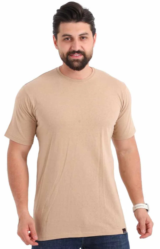 Classic Beige Cotton T-Shirt for Men